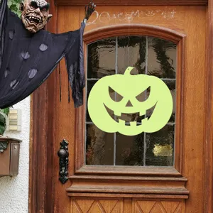Halloween luminous pumpkin wall sticker and hanging ghost decor for holiday party.