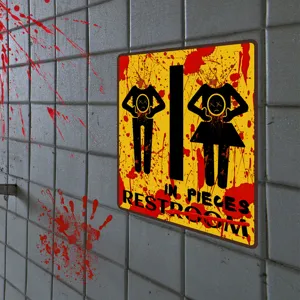 Halloween blutiges WC Schild Wandaufkleber Horror gruselige Badezimmer Deko Gruselparty Requisite