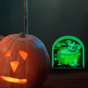 Φωτεινό αυτοκόλλητο τοίχου τρύπα ποντικού Halloween φθορίζον καρτούν διακόσμηση.