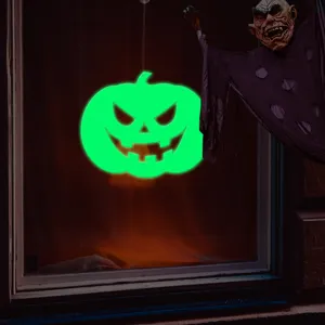 Halloween glowing pumpkin wall sticker double sided luminous window hanging decor detail