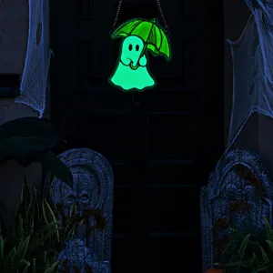 Halloween glowing ghost acrylic hanging ornament spooky window wall decoration prop