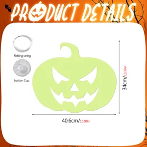 Halloween luminous pumpkin wall sticker with fishing string and suction cup 40.6x34cm
