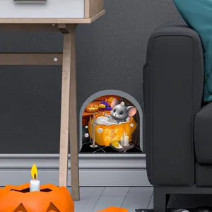Halloween φωτεινό αυτοκόλλητο τοίχου τρύπα ποντικιού κινούμενα σχέδια φθορίζον διακόσμηση