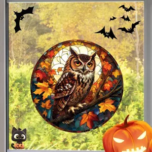 Halloween Fensteraufkleber statisch Glasaufkleber Eule Fledermaus Kürbis Deko für Party.