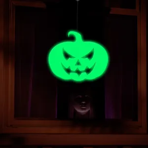 Halloween glowing pumpkin hanging decoration, perfect for holiday party window decor and spooky vibe.