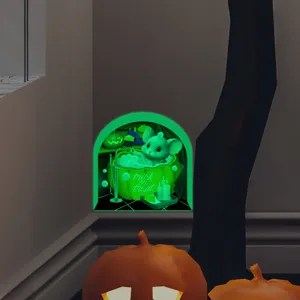 Φωτεινό αυτοκόλλητο τοίχου Halloween τρύπα ποντικού, διακόσμηση κολοκύθας κινουμένων σχεδίων.