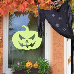 Halloween luminous pumpkin wall sticker, double sided glow window decoration for spooky holiday party.