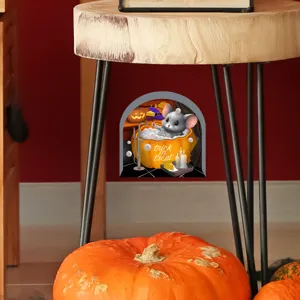 Halloween φωτεινό αυτοκόλλητο τοίχου τρύπα ποντικιού χαριτωμένα κινούμενα σχέδια διακόσμηση