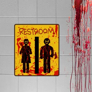 Halloween blutiges WC Schild Wandaufkleber Horror Dekor gruselige Badezimmer Wandkunst Requisiten.