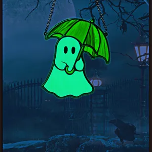 Halloween glowing ghost umbrella acrylic hanging pendant wall decoration party decor prop item