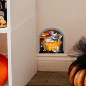 Φωτεινό αυτοκόλλητο τοίχου Halloween τρύπα ποντικιού, αυτοκόλλητο κινουμένων σχεδίων.