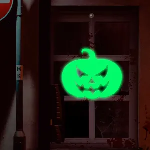 Halloween glowing green pumpkin hanging decoration wall sticker detail showcase spooky style