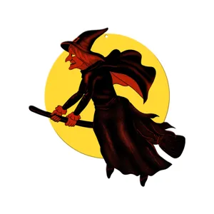 Halloween witch hanging decoration double-sided luminous wall sticker round spooky sign