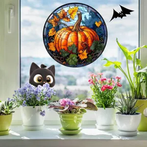 Halloween Kürbis Buntglas Fensteraufkleber Herbst Feiertag Heim Party Deko Glasfolie