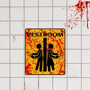 Halloween blutiger WC Wandaufkleber Horror gruselig Badezimmer Schild Deko Aufkleber neu