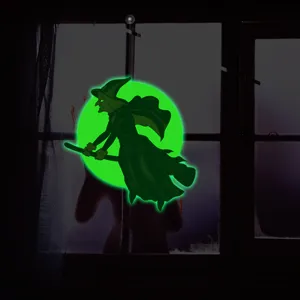 Halloween glowing witch window sticker double sided luminous wall decal for spooky holiday decor