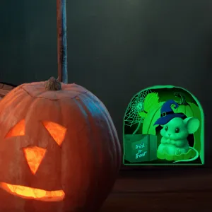 Λεπτομέρεια φωτεινού αυτοκόλλητου τοίχου Halloween τρύπα ποντικού, φθορίζον σχέδιο διακόσμηση.