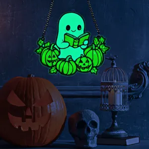 Halloween glowing ghost hanging acrylic sign festival party wall decoration prop pendant