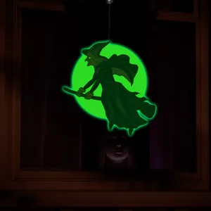 Halloween hanging luminous witch wall sticker double sided glowing decor party prop