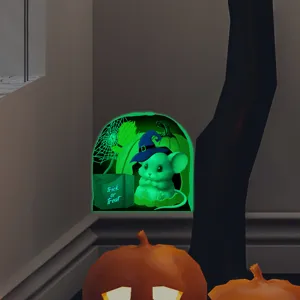 Halloween φωτεινό αυτοκόλλητο τοίχου τρύπα ποντικιού, διακόσμηση κολοκύθας λεπτομέρεια.