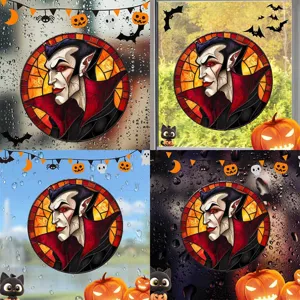 Halloween statische Fensterfolie Vampir Buntglas Design dekorative Fensteraufkleber