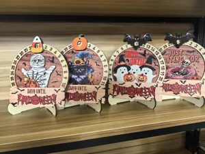 Halloween Wooden Countdown Calendar Ornament Desktop Decoration Spooky Festival Party Supply