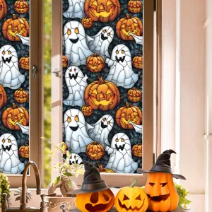 Halloween stained glass window sticker for holiday decoration spooky ghost pumpkin
