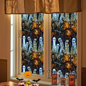 Halloween window film stained glass ghost static cling glass sticker spooky holiday home decor