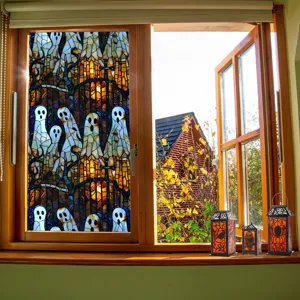 Halloween ghost window film stained glass static cling decorative sticker detail scene