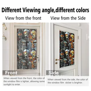 Halloween skull window film stained glass decorative sticker for home glass doors and windows