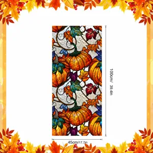 Halloween pumpkin stained glass window sticker size chart 45x100cm static cling decor.