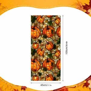 Halloween stained glass pumpkin window sticker static cling 45x100cm holiday decor