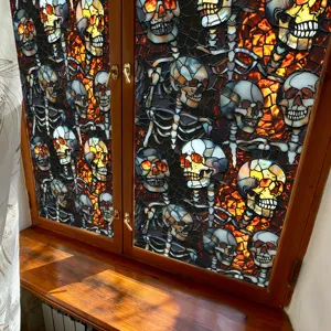 Halloween skeleton window sticker static cling PVC glass film holiday decor detail view
