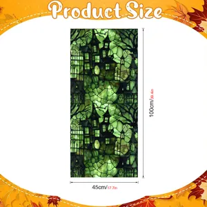 Halloween window sticker detail size 45x100cm spooky castle PVC static cling decor.