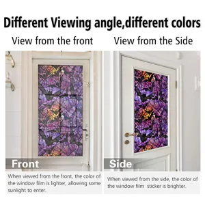 Halloween stained glass window film bat pattern static cling removable PVC sticker