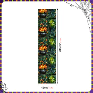 Halloween window sticker detail showing vertical cauldron pattern and dimensions 200x45cm.