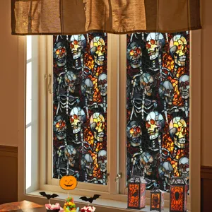 Halloween skull window sticker stained glass static cling PVC holiday home decor glass film