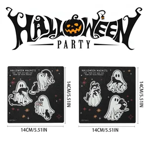 Ξύλινα μαγνητικά αυτοκόλλητα ψυγείου Halloween, φάντασμα γάτα διακόσμηση 14cm