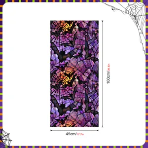 Halloween window sticker gothic bat stained glass pattern PVC glass film 45x100cm holiday decor