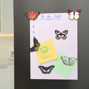 Wooden butterfly fridge magnets cute magnetic stickers for kitchen home decor memo note holders