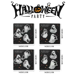 Halloween ξύλινο μαγνητικό αυτοκόλλητο ψυγείου φάντασμα γάτα κουζίνα διακόσμηση 14cm