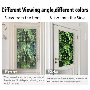 Halloween window film castle stained glass sticker holiday party window decor decal