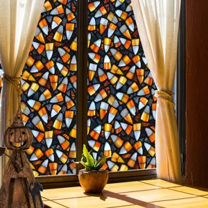 Halloween window film candy corn privacy glass sticker decorative static cling decal home decor