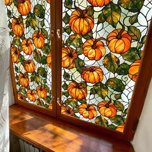 Μεμβράνη παραθύρου βιτρό κολοκύθας Halloween, διακοσμητικό στατικό αυτοκόλλητο γυαλιού.