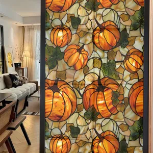 Halloween pumpkin window sticker stained glass PVC decorative film for home holiday decor