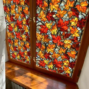 Autumn maple leaf window film stained glass sticker decorative glass film for home decor