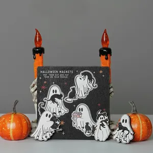 Halloween ξύλινο μαγνήτης ψυγείου χαριτωμένο φάντασμα μαύρη γάτα κουζίνα διακόσμηση