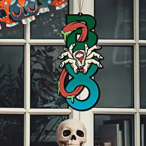 Halloween Holz BOO Hängeschild doppellagige Tür Wand Anhänger Festival Party Dekoration