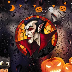 Halloween Fensteraufkleber Buntglas Vampir Abziehbild festliche Glasdekoration Partydeko