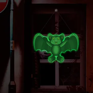 Halloween hanging luminous bat decoration, glowing green wall sticker for party festive props.
